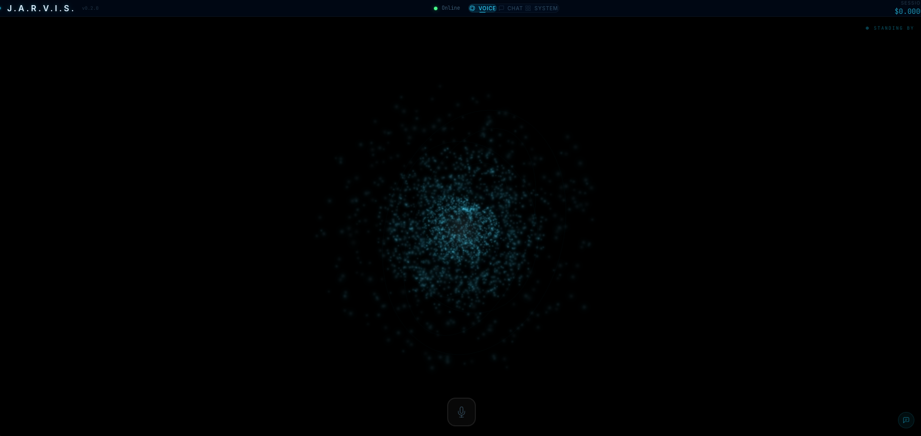 Jarvis voice interface with its particle orb